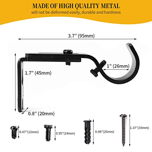 Anndason Heavy Duty Adjustable Curtain Rod Brackets Rod Holders For 1 Inch Rod, Black Color, (Set Of 2) #TOP3