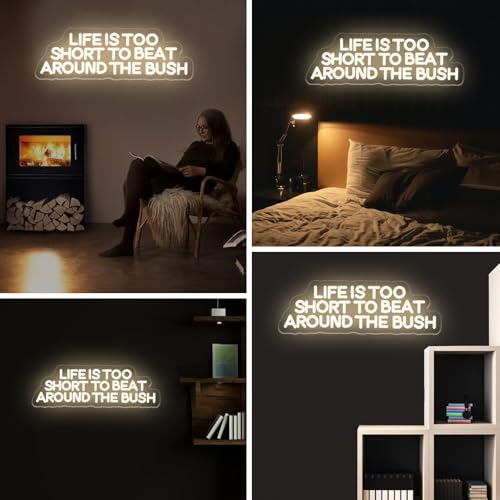 Image of Life is Too Short to Beat Around the Bush Neon Sign Wax Specialist Light | Esthetics Salon Suite Decor, Waxing Studio LED Sign,Clinic Wall Decoration 17.7 inchx5.9 inch Warm White
