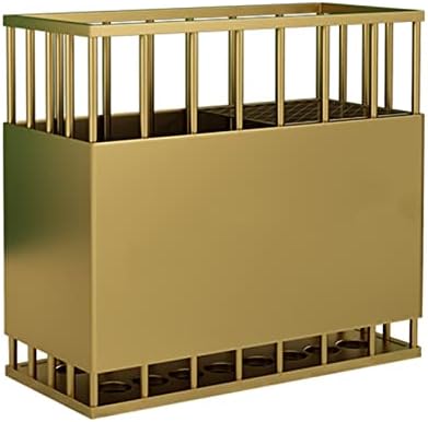 Freestanding Umbrella Holder with Water Tray - Stylish Metal Rack for Home, Hotel, Lobby, Entryway - Gold Finish (Size: L-48cm x W-21cm x H-44cm)