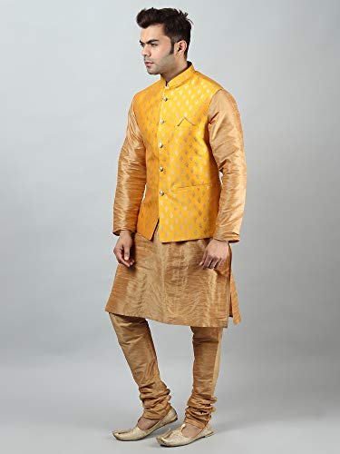 Image of Uri and MacKenzie Men's Silk Blend Kurta Pajama with Designer Ethnic Nehru Jacket /Modi Jacket