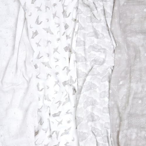Image of aden + anais Boutique Organic Swaddle Blanket 4-Pack - 100% Organic Cotton Muslin, Large, Soft, Breathable Receiving Blankets for Infants - Lightweight Multi-Use Baby Swaddles, Map The Stars