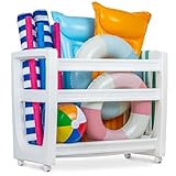 GoSports Coast Modern Pool Organizer for Floats and Toys - Large Waterproof Storage Rack for Outdoor Pool Area