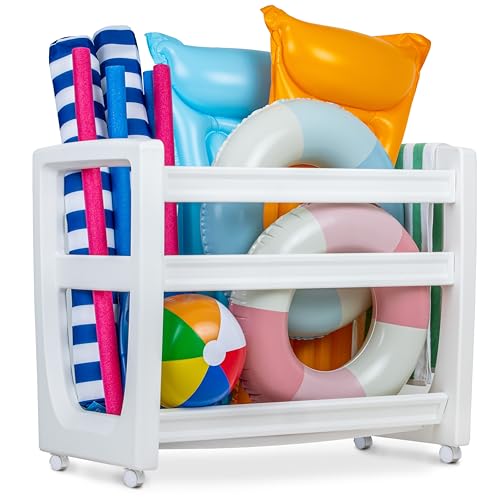 GoSports Coast Modern Pool Organizer for Floats and Toys - Large Waterproof Storage Rack for Outdoor Pool Area