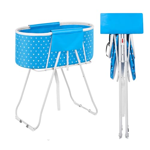 Happybuy Portable Dog Bathtub, Elevated & Foldable Space-Saving Pet Shower Station with Quick Drainage, Bathing Tub for Washing & Grooming Small and Medium Size Dogs and Cats, Light Blue