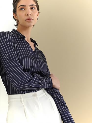 Image of FableStreet Women Shirts | Comfort Fit Spread Collar | Premium Satin Fabric for Formal, Business Casual