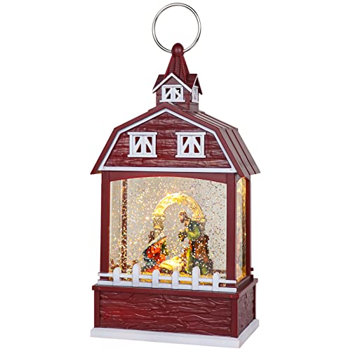 DRomance Nativity Christmas Musical Snow Globe Lantern with 6 Hour Timer