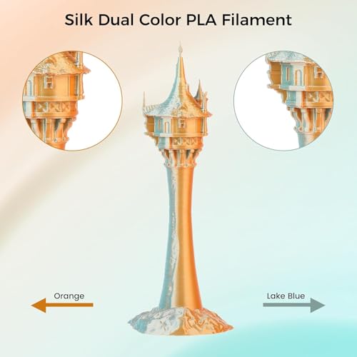 Image of Comgrow Silk Shiny Blue Rose Red Orange and Golden 3D Printer Filament, Comgrow 3D Printing Materials Silk PLA 1.75mm, 3D Printing Filament + /-0.02mm, 250g X 4 Spool