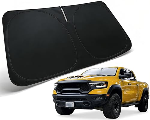 Image of Windshield Sun Shade for 2012-2019 2021-2026 Dodge RAM 1500 | Car Front Window Sunshade with 240T Sun Visor Protector Blocks UV Rays Heat Sun Shield Accessories