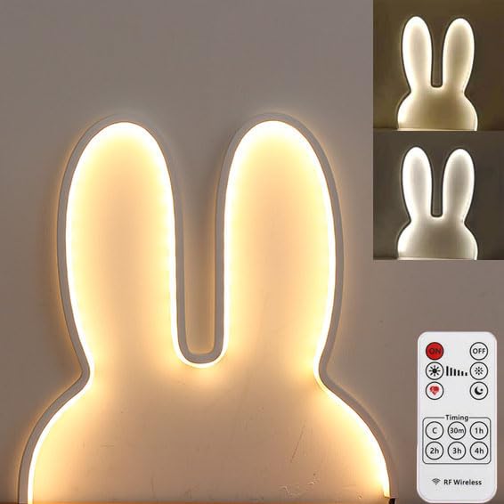 Lampe murale LED lapin 3W veilleuse chambre bébé avec télécommande et minuteur