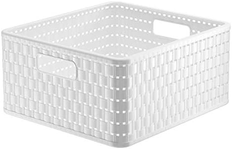 Rotho, Country, Storage box 14 l in rattan-look, Plastic (PP) BPA white, 14l (32,8 x 30,0 x 16,0 cm)