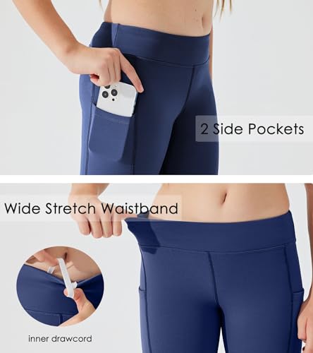 Willit Girls Fleece Lined Pants Flare Leggings with Pockets High Waist Yoga Pants Bootcut Water Resistant4