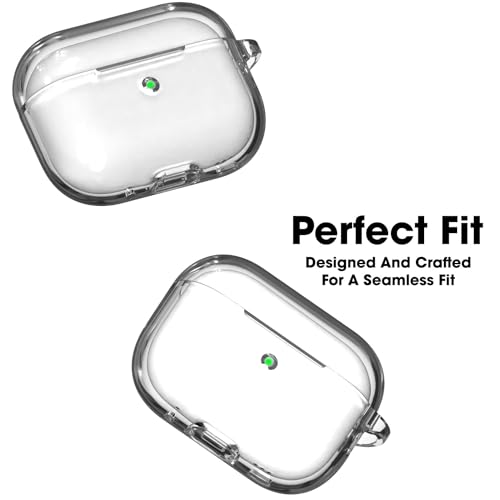 Image of Sounce Earphone Case Cover Compatible for Airpods Pro 2 Case 2022, Soft Silicone Skin Case Cover Shock-Absorbing Protective Case with Keychain [Front LED Visible](Transparent)