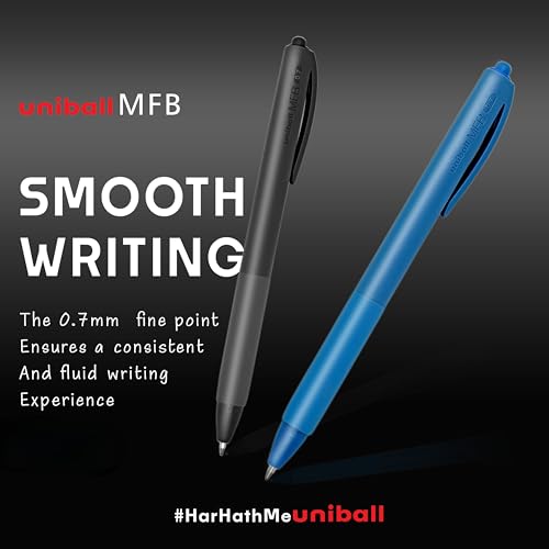 Image of uni-ball MFB 0.7mm Ball Pen | Retractable Mechanism & Matte Body Finish (Blue Ink, Pack of 12)