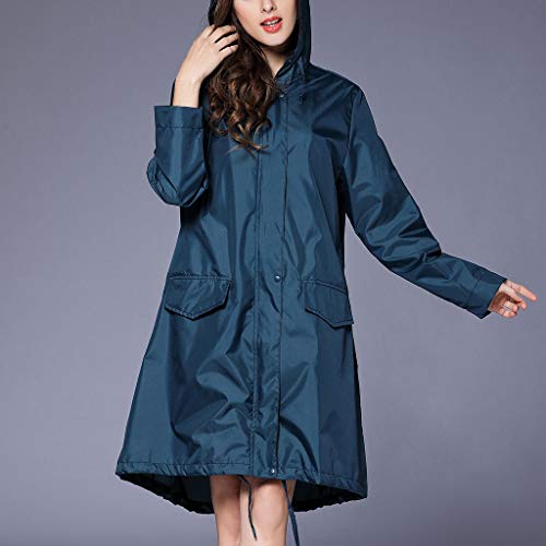 Chaqueta impermeable mujer con capucha y manga larga ajustable para lluvia 7