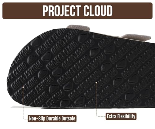 Image of Project Cloud 100% Genuine Leather Footbed Sandals for Women 2026 Comfortable Beach Essentials Womens Sandals Memory Foam Vacation Essentials Slides for Women Footwear (Santorini)