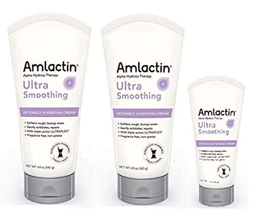 AmLactin Ultra Smoothing Intensely Hydrating Cream | Softens Rough, Bumpy Areas of Dry Skin | Powerful Alpha-Hydroxy Therapy Gently Exfoliates 4.9 oz (2 PACK +1 oz. Travel Size)