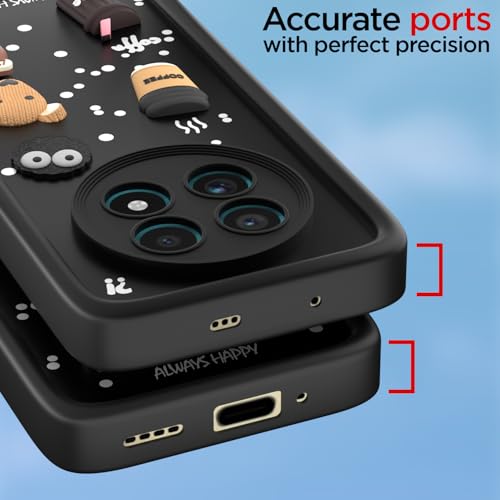 Image of Pikkme Back Cover for Realme 13 Pro / 13 Pro Plus 5G | Cute Fun Cartoon 3D Bear Silicone Full Body Protection Bumper Case (Black)