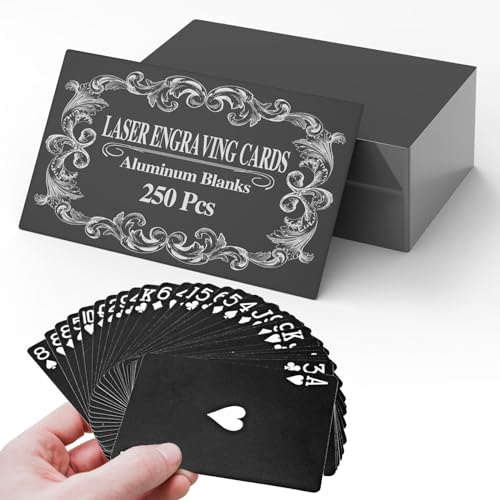 250 Stück Visitenkarten Blanko, Metall Aluminium Visitenkarten Rohlinge, Visitenkarte Leere Alu Legierung Karte Laser Gravierte Visitenkarte Dicke Blanko Karte - Schwarz, 8.6x5.4cm