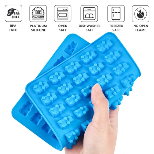 image for Puyeipt 4 PCS Gummy Bear Silicone Molds, 200 Cavity Non-stick Mini Siz