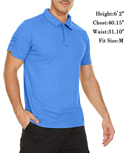 V Valanch Golf Shirts For Men Summer Moisture Wicking Short Sleeve Polo Shirts Casual Tops Collared Shirt,Light Blue,Xl #TOP1