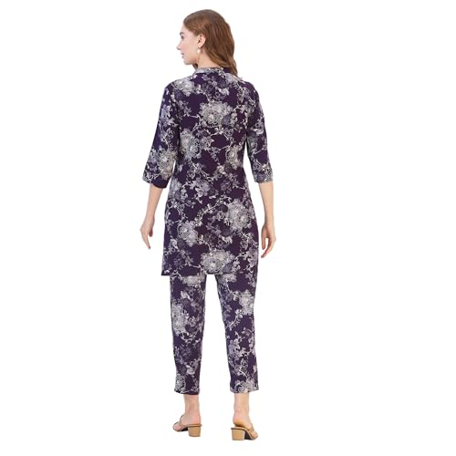 Image of AV2 Women's Maternity Night Suit Set|Nursing|Feeding Printed Tunic & Bottom Coord Set 2426