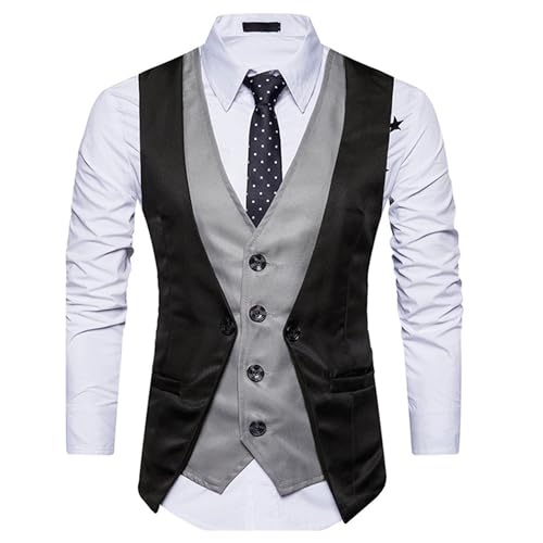 JEsilunmaMY Mens Formal Layered Waistcoat Fashion Vest Slim Fit Casual Waistcoat Vest Business Dress Suit Vests for Wedding