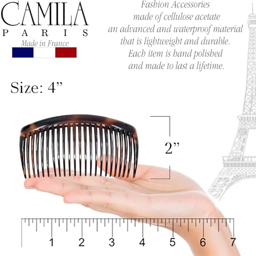 Camila AD66-2 Paris Ad66/2 French Side Comb Large Curved Tortoiseshell Hair Combs thumb #4