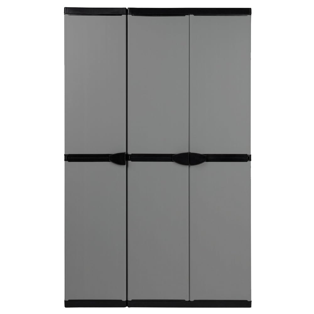 Universel modulable plastique Armoire avec 3 Portes, vestiaire/sans compartiment et sols. Solide réglable en hauteur, en gris. Dimensions : 102 x 39,5 x 168 cm.