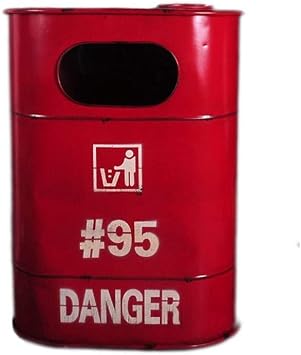 Trash Can Loft RetroTrash Can,Iron Industry Wind Garbage Can,Large Oil Barrel Shape Storage Outdoor Dustbins Waste Recycling Compost Bins Wastebasket