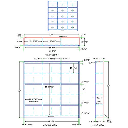Bowery Hill 72" Tall 15-Shelf Triple Wide Wood Library Bookcase Storage With Adjustable Shelves For Home, Office, Laundry, Bedroom, Kitchen And Garage, In Dry Oak #TOP6