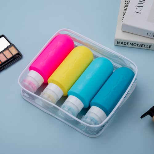 Image of Gemice Travel Bottles for Toiletries, Tsa Approved Travel 6oz Size Containers with Clear Bag, BPA Free Leak Proof Travel Tubs Refillable Liquid Travel Accessories for Cometic Shampoo Lotion