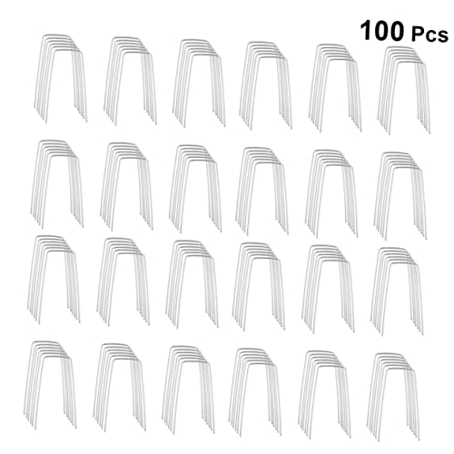 balacoo 100 piezas U-Clavos galvanizados para suelo para césped y jardín Clavos de acero duraderos para asegurar tiendas, toldos y paisajismo miniatura 3