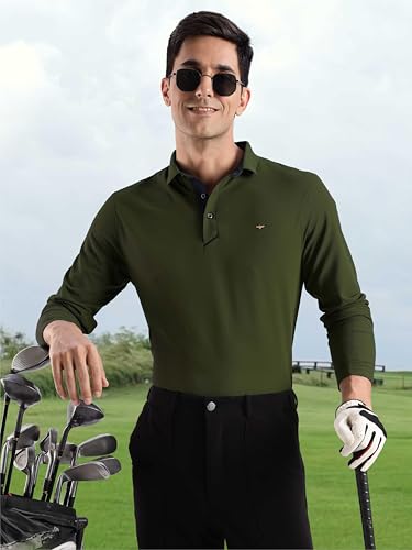 Image of STELLERS Men's Full Sleeve Polo T-Shirt | Feather Touch Feel | Odour Resistant | Wrinkle Free | Quick Dry | Stretchable | Lightweight | Anti-Static | UV Resistance | Anti-Microbial