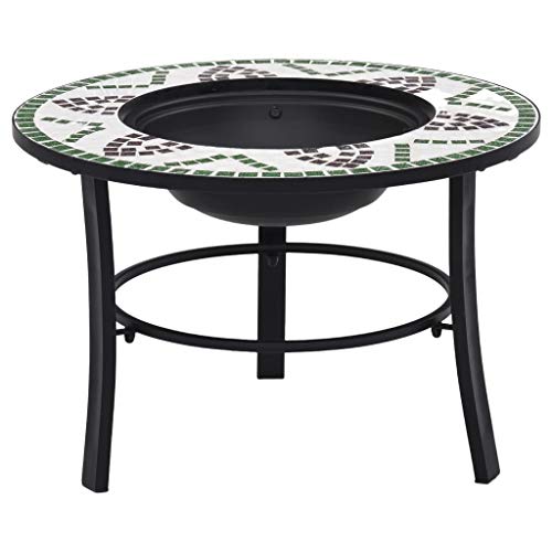 Sufrk Brasero de cerámica verde de 68 cm, calentador de jardín para troncos de madera y combustión de carbón, brasero para jardín al aire libre para calidez y ambiente