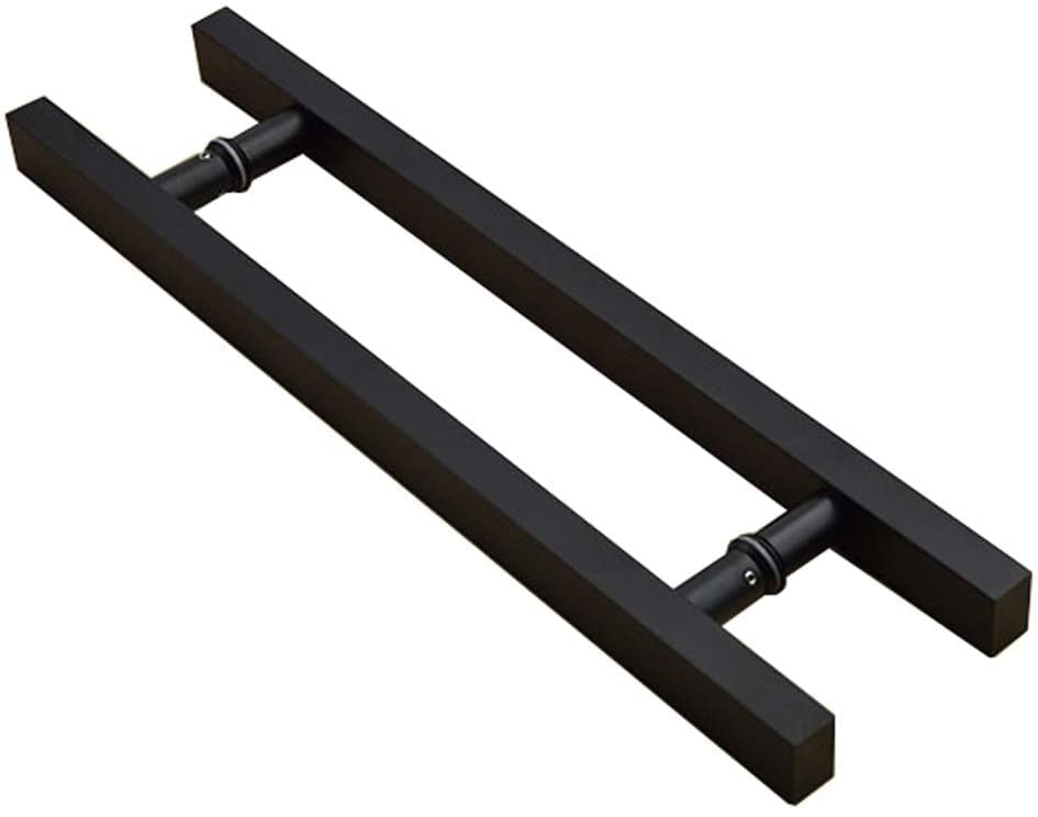 Poignée de porte coulissante grange double face en acier inoxydable noir mat