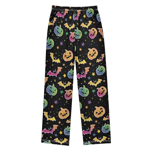 Halloween Pajama Pants Neon Pumpkins Bats Star A Long Sleep
