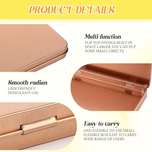 Image of Geiserailie 2 Pack Rectangular Metal Tin Box with Lid Metal Hinged Lid Tin Mini Paint Storage Box Empty Container Storage for Watercolor Jewelry Pen Candy Craft Organizer 7.0 x 4.2 x 0.6'' (Rose Gold)