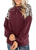 Womens Leopard Animal Cheetah Print Tunic Tops Fall Casual Balloon Long Sleeve Shirts Crewneck Sweat