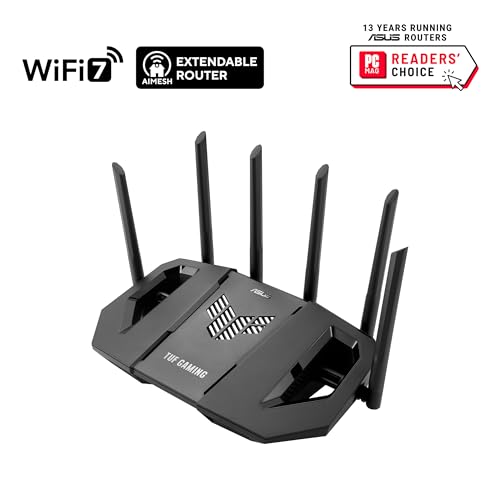 Image of ASUS TUF-BE9400 - Wi-Fi 7 Gaming Router - Dual Band, 4K-QAM, 2.5Gbps Port, Mobile Game Mode, Support Mesh WiFi, Gear Accelerator, Adaptive QoS, Port Forwarding, Mobile Tethering