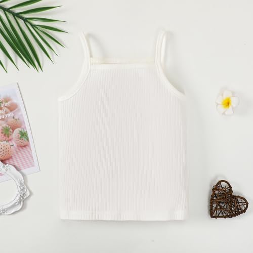ROMPERINBOX Toddler Tank Tops Girls Spaghetti Strap Ribbed Knit 3 Pack Sleeveless Casual Basic Cami Top for 12M-4T3