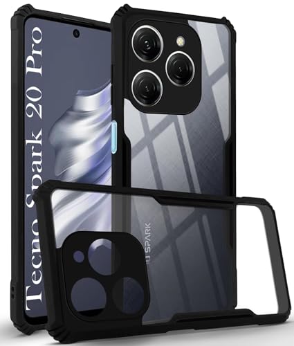 Image of Jkobi Back Case Cover for Tecno Spark 20 Pro (Polycarbonate Clear Panel with Shockproof | Professional Black)