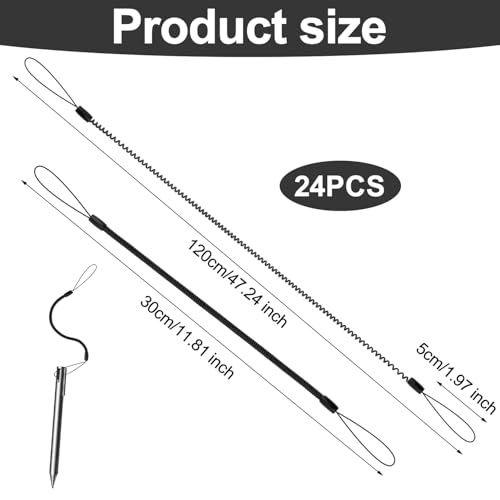 Image of 24pcs Elastic Lanyard Tether for Touch Pens, 11.81in Retractable Pen Leash Coil Spring Straps Anti-Lost Plastic Stylus Lanyard Cord Perfect Tool to Tie Drawing Pen to Touchscreen (Black)