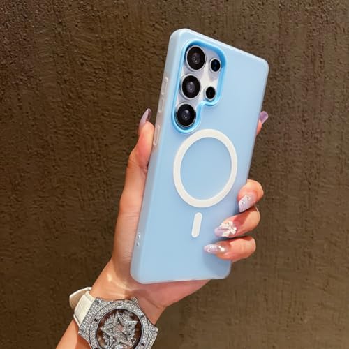 Coque magnétique Galaxy S23+ protection gel mat bleu charge induction
