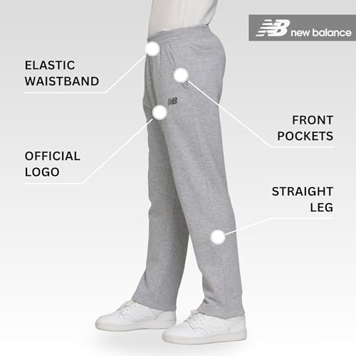 New Balance Boys Open Bottom Active Sweatpants – 2 Pack Soft Cotton Fleece Blend Pull-On Straight Leg Sweats, Sizes 4-203