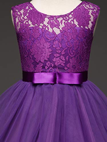 Girls Lace Dress Long A Line Tulle Wedding Pageant Party Prom Dresses Ball Gown4