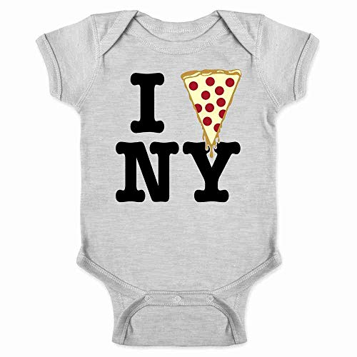 Funny I Pizza New York Slice Infant Bodysuit for Baby Love NYC Grey 12M