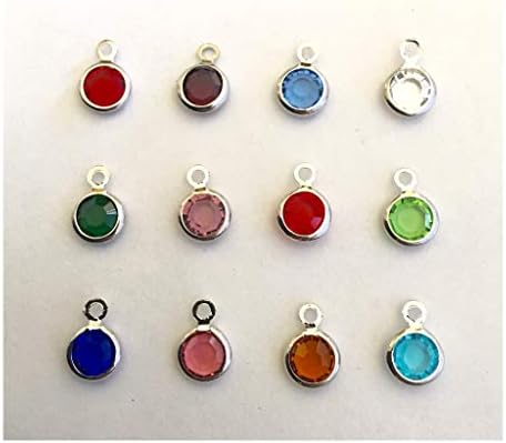 Bulk 24 Pieces Real Crystal Birthstone Charms with Jump Rings, 7mm Diameter, (2 of Each Month)
