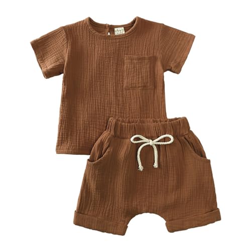 AOOPOO Musselin Baby Kleidung Set Jungen Mädchen Kurzarm T-Shirt Top und...