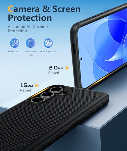 Image of FNTCASE for Samsung Galaxy S25 FE Case - Military Grade Drop Protection, 14ft Drop Tested, Screen Protector Included, Anti-Slip Anti-Fingerprint TPU+PC Shockproof Phone Case Cover for S25FE (Black)