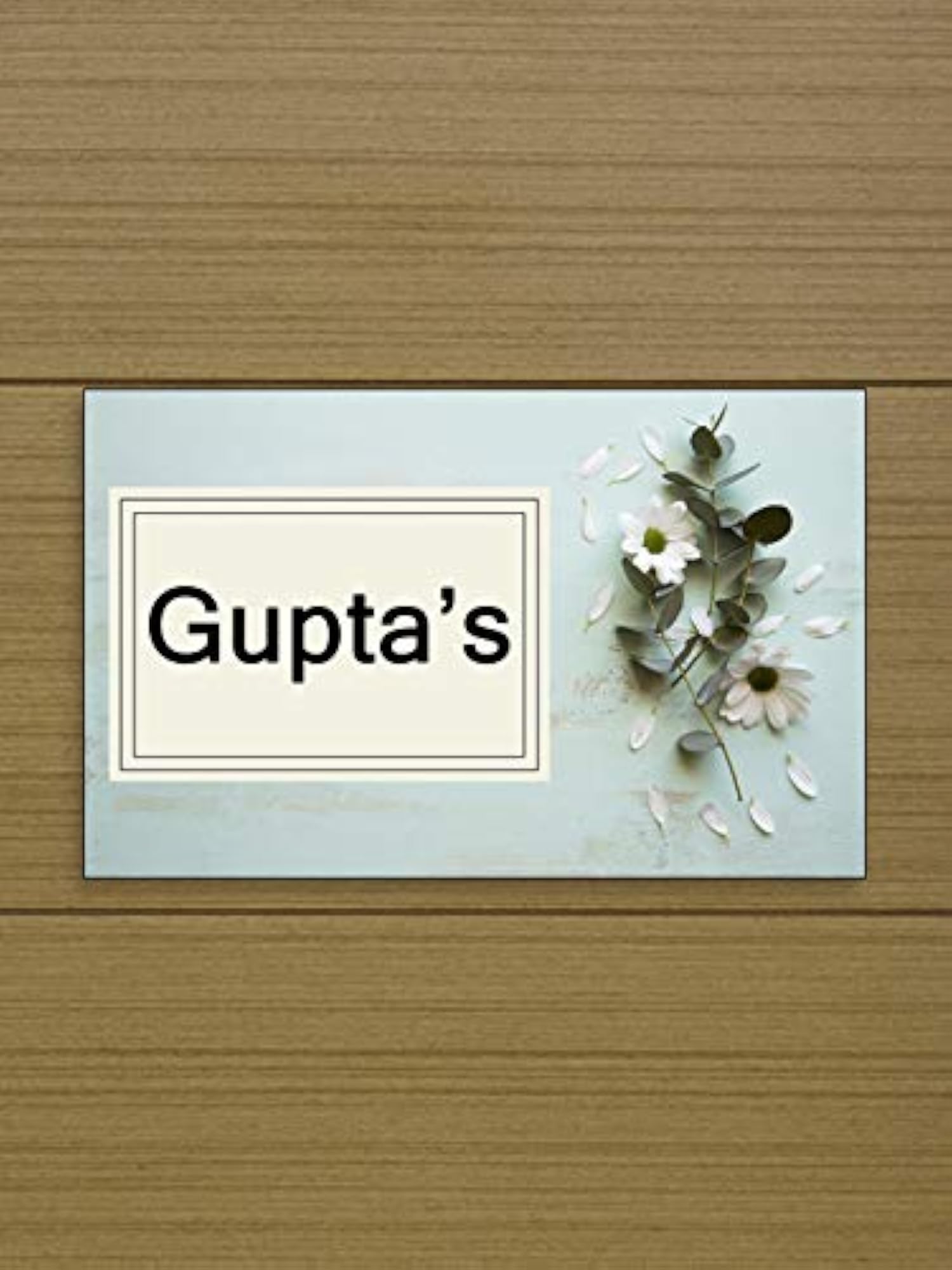 Printed White Flower MDF Name Plate for Home Decor
